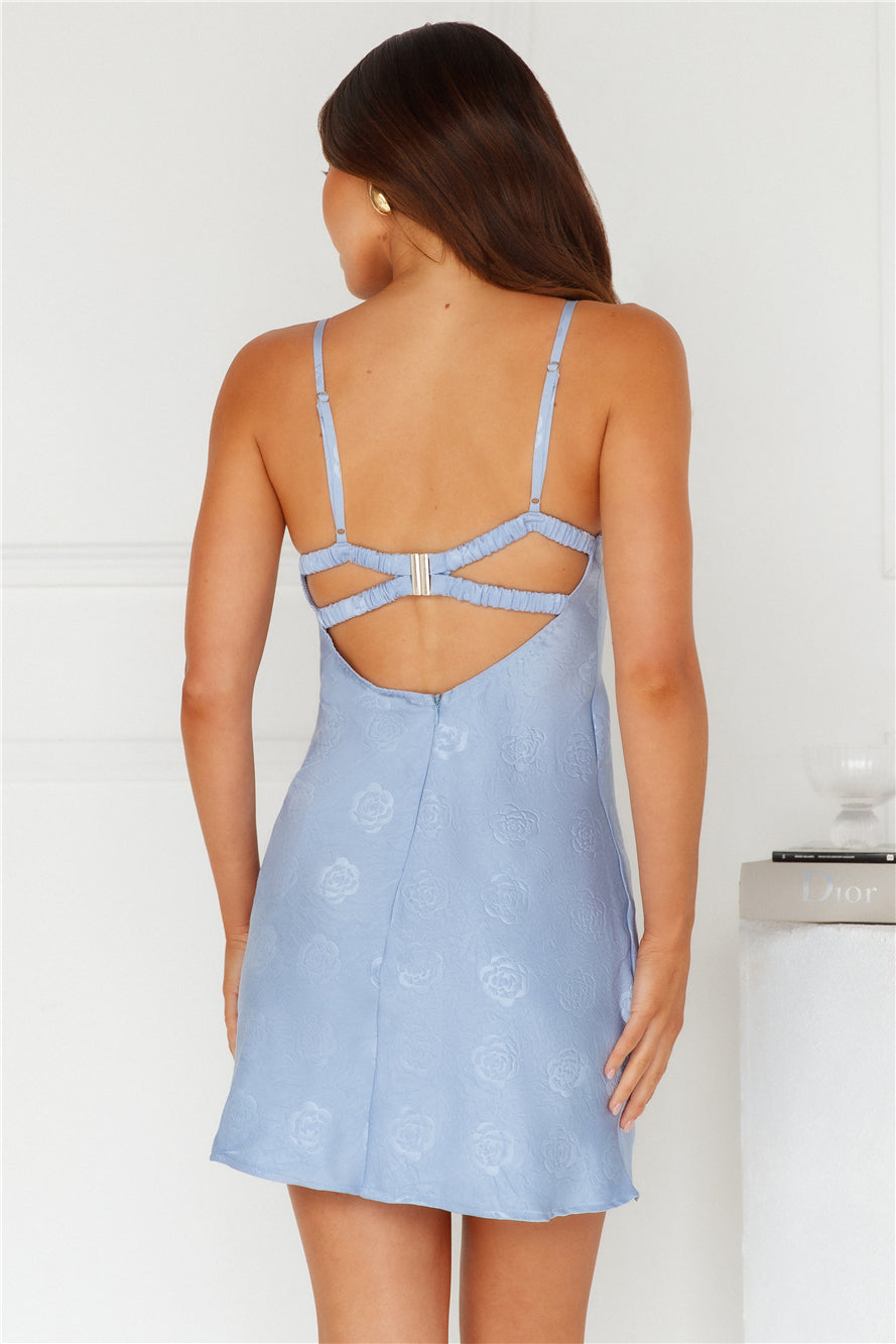 Blissful Breeze Satin Mini Dress Blue