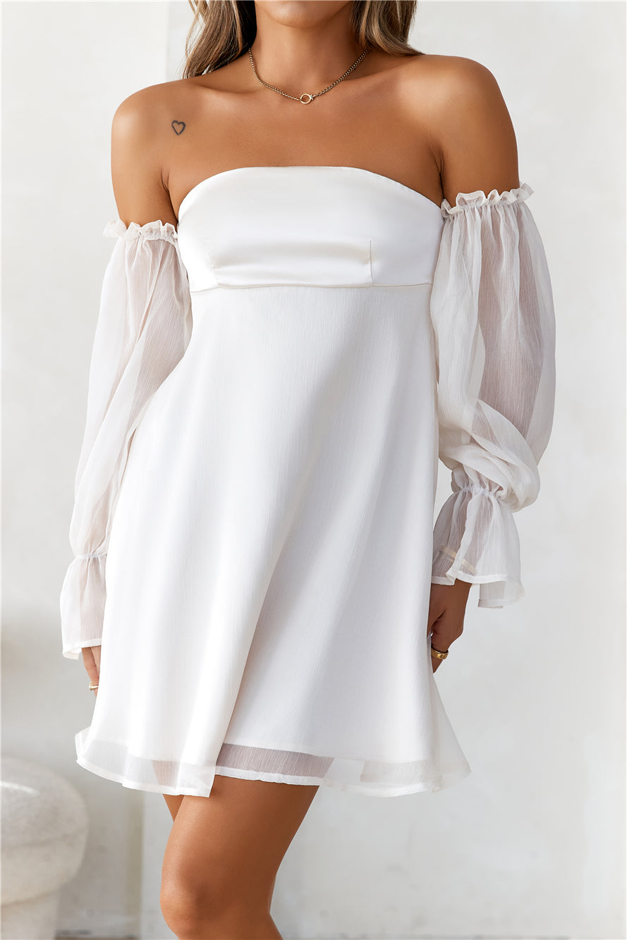 Delicate Soul Off Shoulder Mini Dress Beige