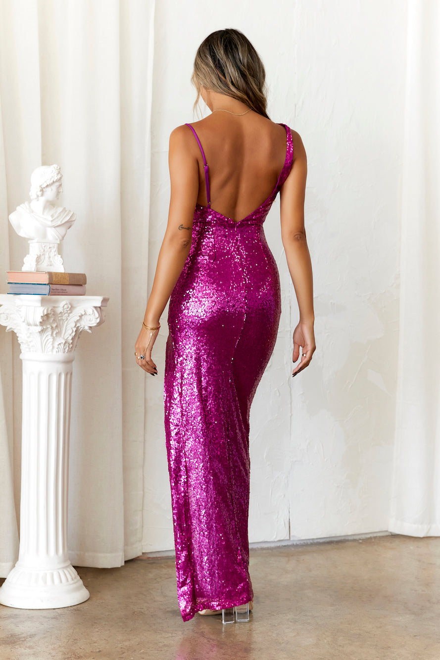 Joining The VIP Sequin Maxi Dress Pink