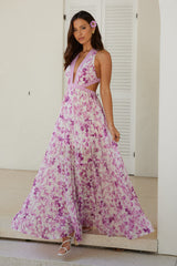 Forward Fashion Maxi Dress Purple Floral