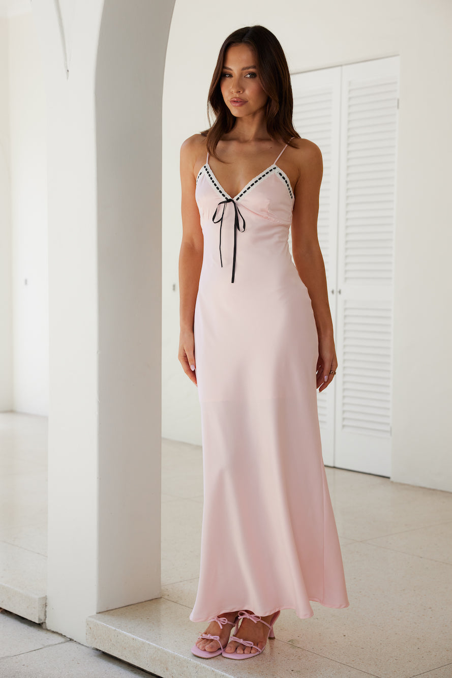 Night Hour Satin Maxi Dress Pink