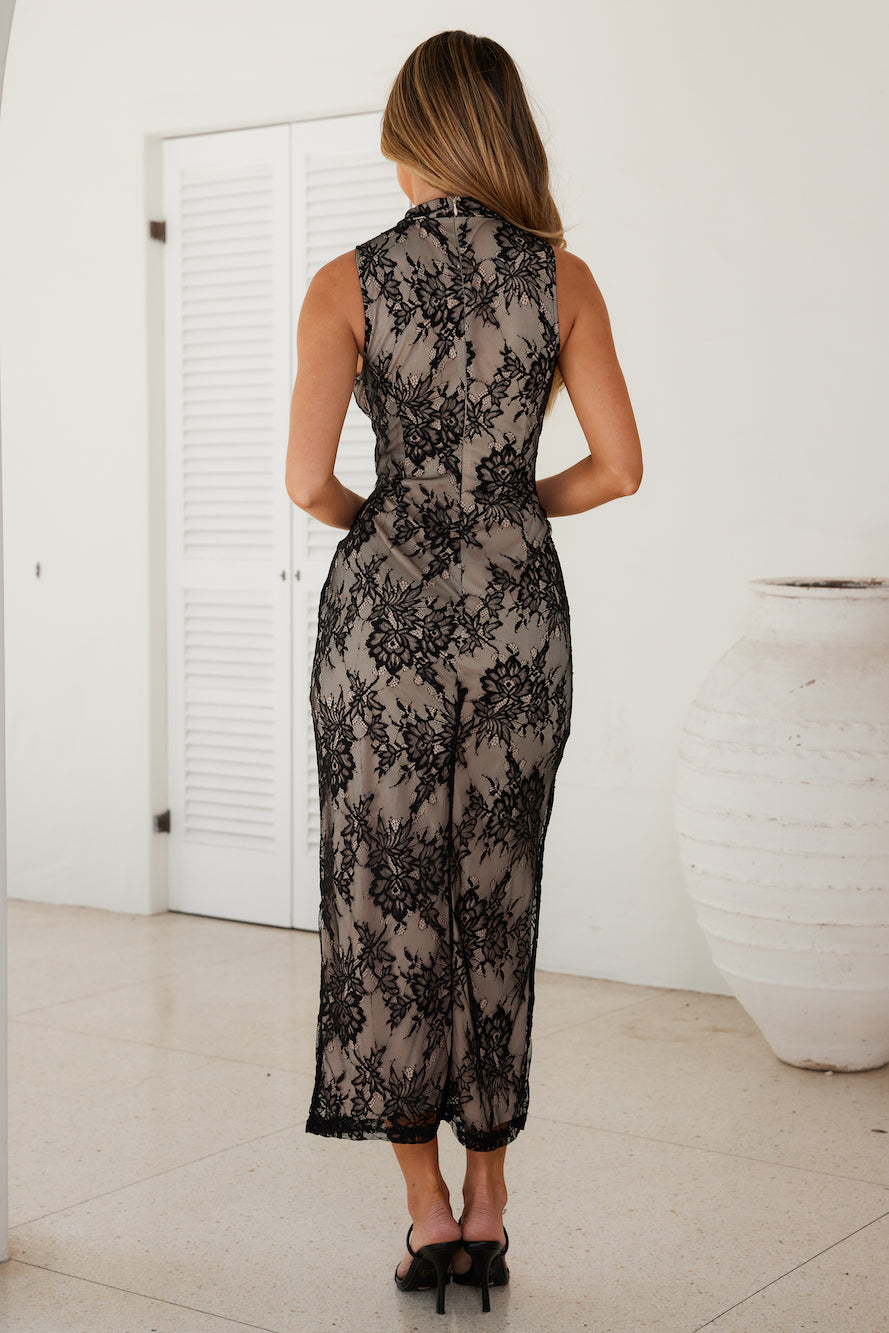 Fantasy Of You Lace Maxi Dress Black