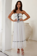 Garden Goddess Strapless Maxi Dress White