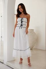 Garden Goddess Strapless Maxi Dress White