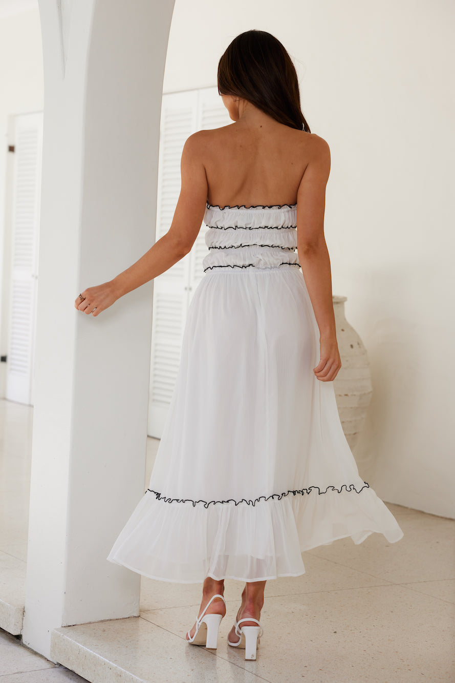 Garden Goddess Strapless Maxi Dress White