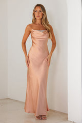 Events Of Class Satin Maxi Dress Peach