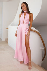 Exciting Event Satin Maxi Dress Pink