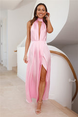 Exciting Event Satin Maxi Dress Pink