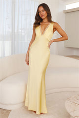 Juicy Stories Satin Maxi Dress Yellow