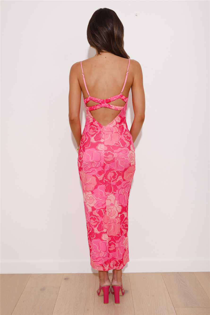 Let's Adventure Mesh Maxi Dress Pink