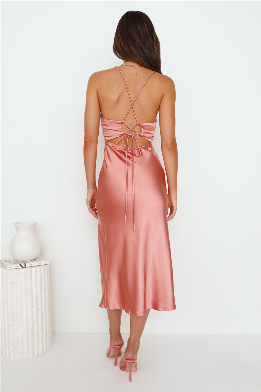 Formal Things Satin Midi Dress Rose