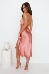 Formal Things Satin Midi Dress Rose