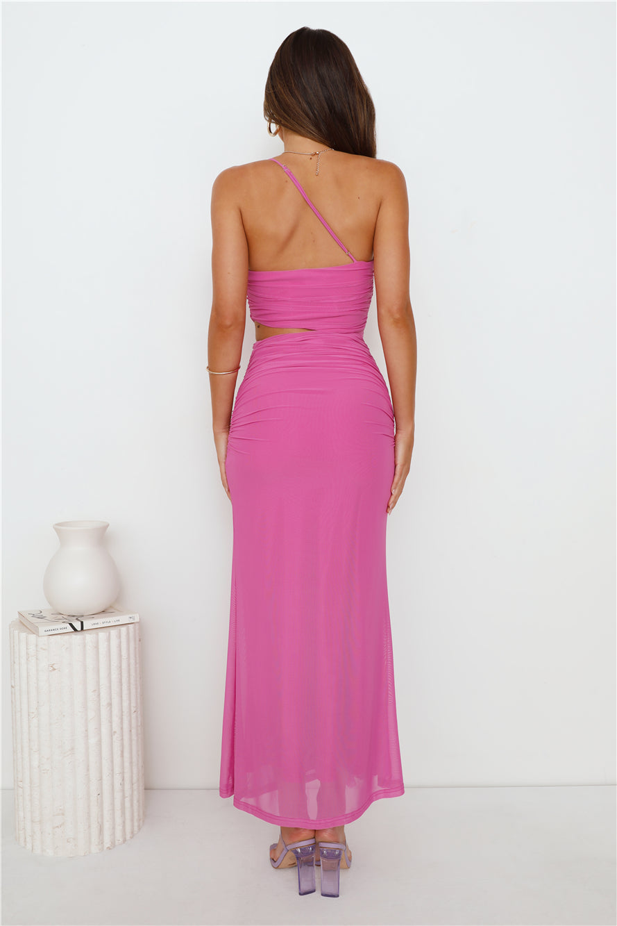 Another Party One Shoulder Mesh Maxi Dress Purple