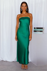 Coolness Calling Satin Maxi Dress Green