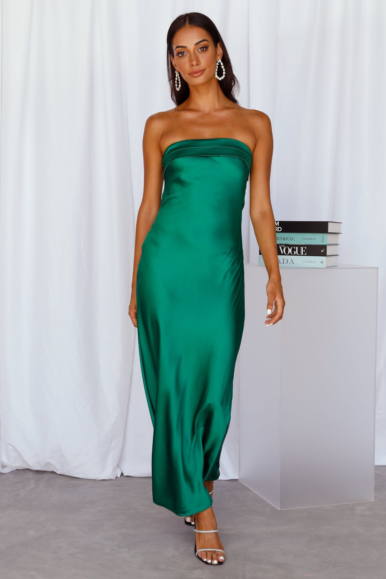 Coolness Calling Satin Maxi Dress Green