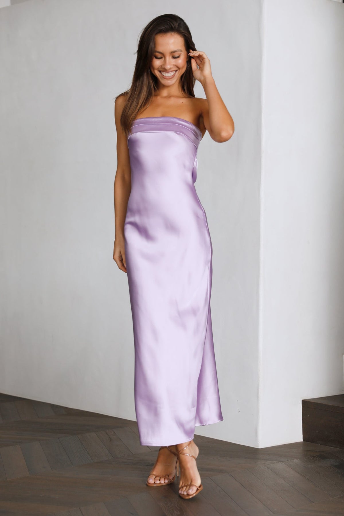 Coolness Calling Satin Maxi Dress Lilac