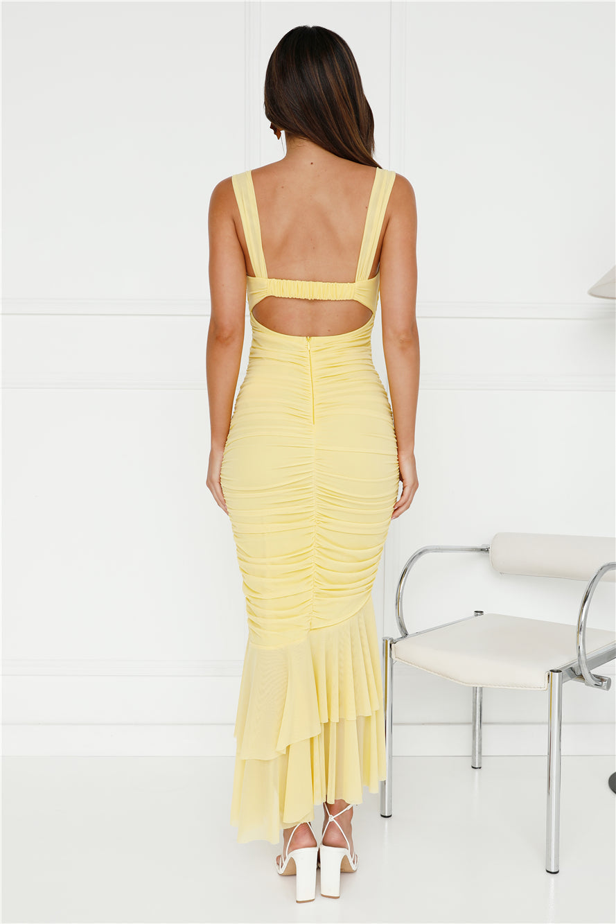 Nights In New Mesh Maxi Dress Yellow