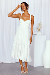 Freshly Brewed Midi Dress White