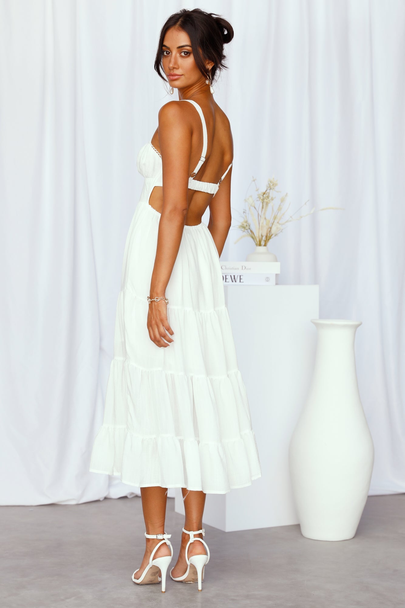 Freshly Brewed Midi Dress White