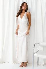 Endless City Halter Satin Maxi Dress Champagne