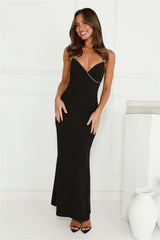 Crystal Glitz Maxi Dress Black