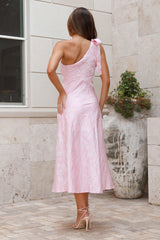 Be My Date One Shoulder Midi Dress Pink