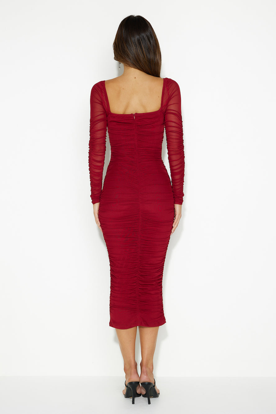 Changing Times Midi Dress Wine