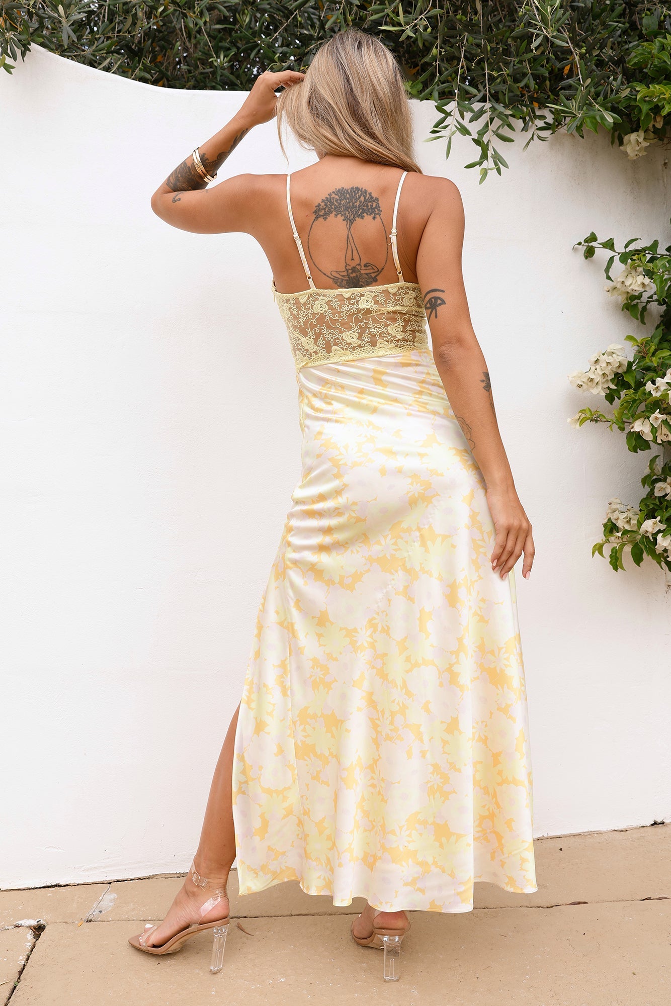 Love From Me Satin Maxi Dress Yellow