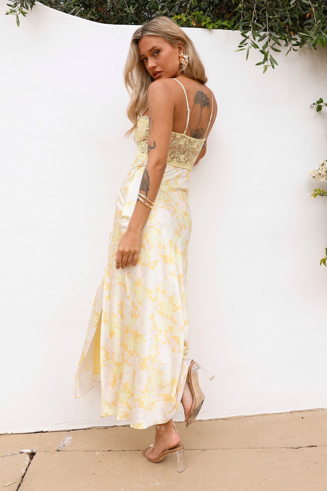 Love From Me Satin Maxi Dress Yellow