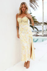 Love From Me Satin Maxi Dress Yellow