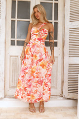 Gold Flickers One Shoulder Maxi Dress Print