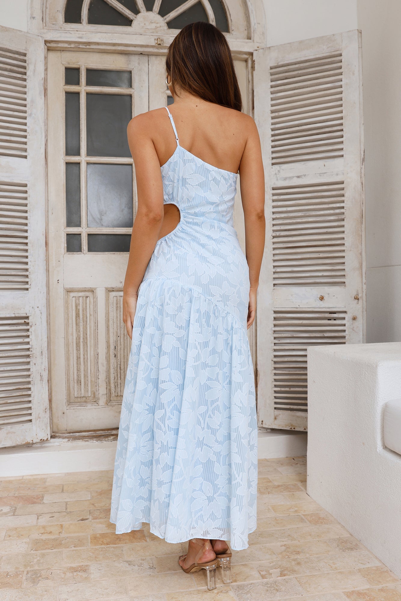 Brightest Sky One Shoulder Maxi Dress Blue