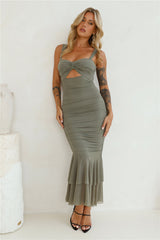 Nights In New Mesh Maxi Dress Sage