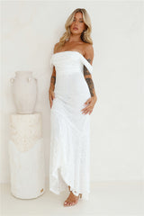 One To Want Off Shoulder Lace Maxi Dress White