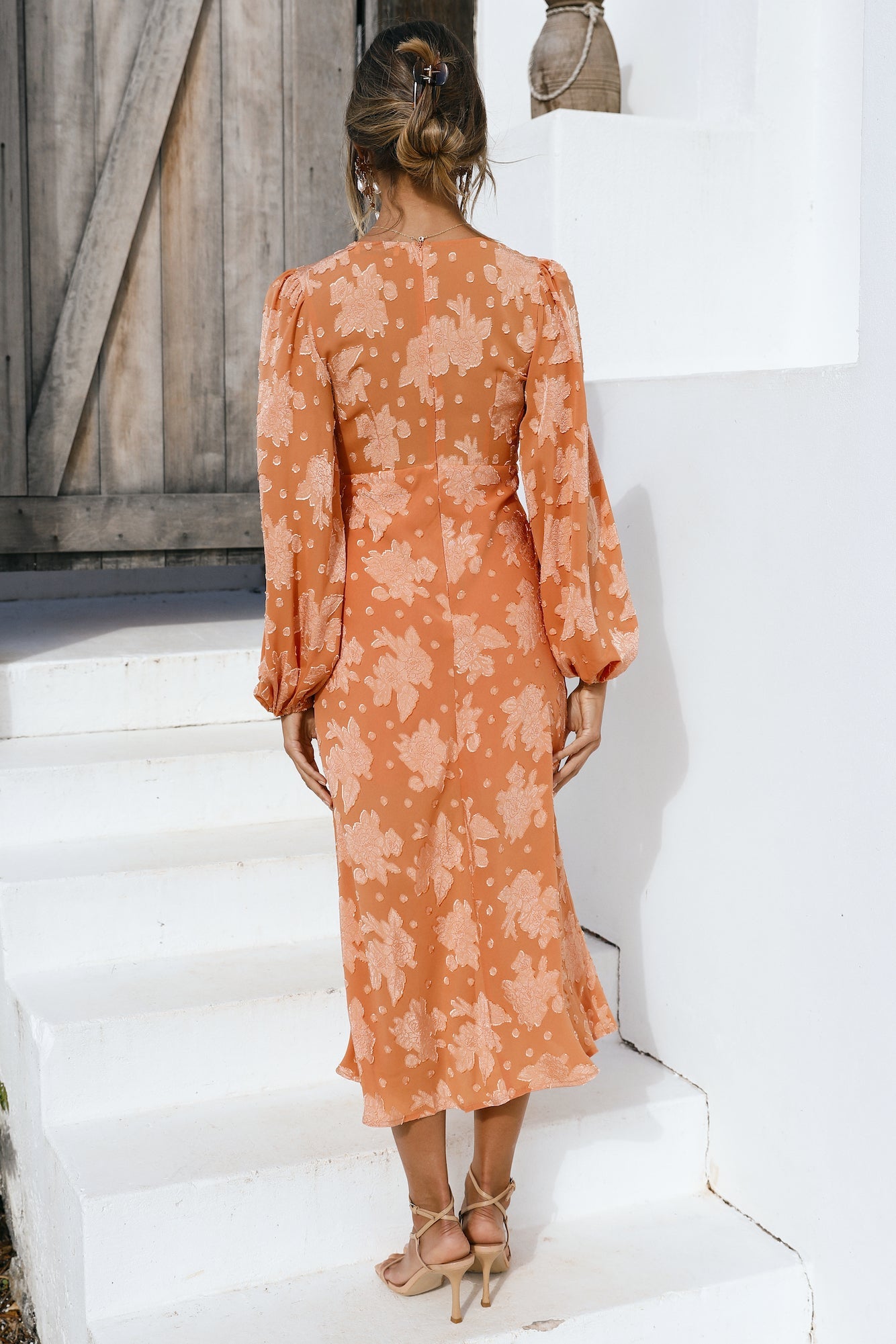 Raise The Sun Midi Dress Orange